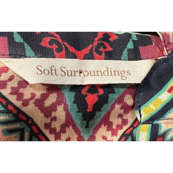 Soft Surroundings Sz M Black Tribal iKat Print Button Up Tunic Top Topper Jacket - Picture 6 of 8